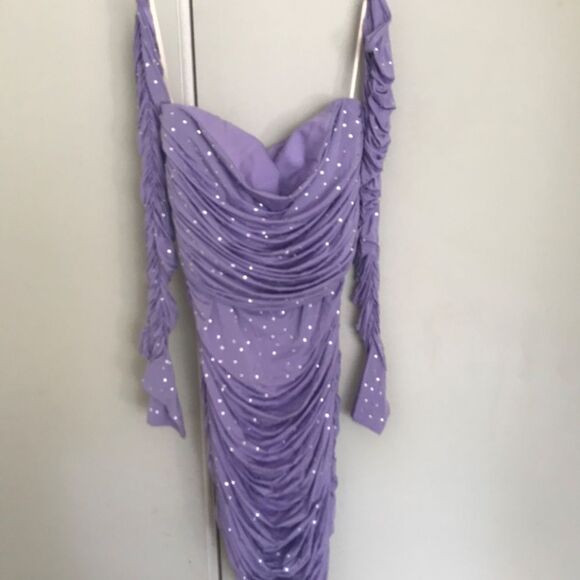 NWOT Alex Perry embellished rouched dress purple - Picture 7 of 12